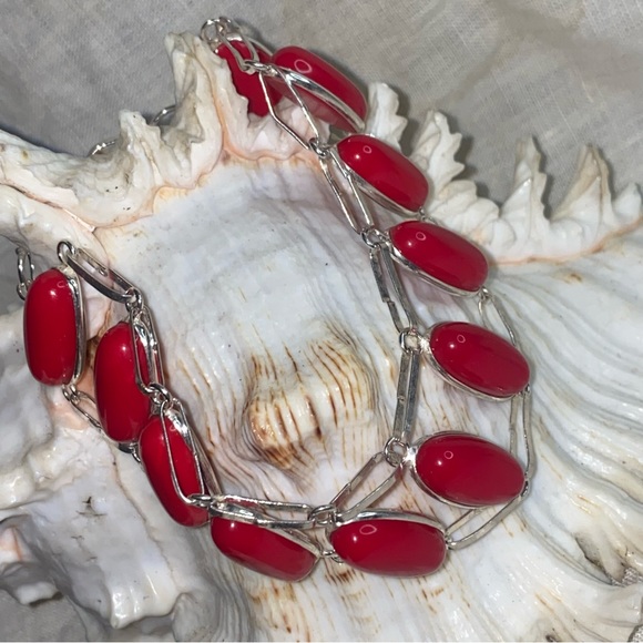 Italian Coral multi-gem handcrafted modern designed bracelet - Picture 2 of 8